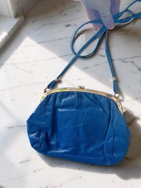 Vintage 1980’s Blue Leather Frame Crossbody Bag